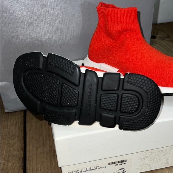 Balenciaga Vibrant Red Knit Sneakers - Picture 3 of 3
